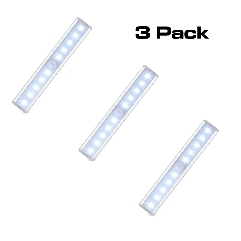 

Espow 10 LED IR Infrared Motion Detector Wireless Sensor Lighting Closet Night Battery Lamp Cabinet Wardrobe Light 3 PACK