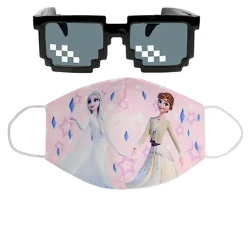 

2020 Elsa Aisha Snow Queen cartoon print Half Muffle Face Mask Adult Kids Cotton Dustproof Cartoon Woman Men Mouth Masks Mouth