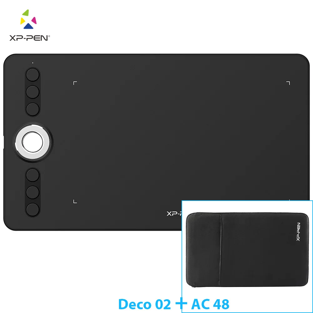 XP-Pen Deco 02 графический планшет для рисования с P06 безбатарейным пассивным стилусом и клавишами быстрого доступа(8192 уровней давления - Цвет: And AC48  Case