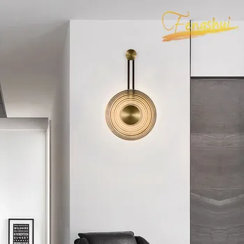 

NordicLED Round Glass Wall Lamp Lighting Postmodern Gloss Clock Wall Lights Hotel Living Room Bedroom Bedside Sconces Fixtures