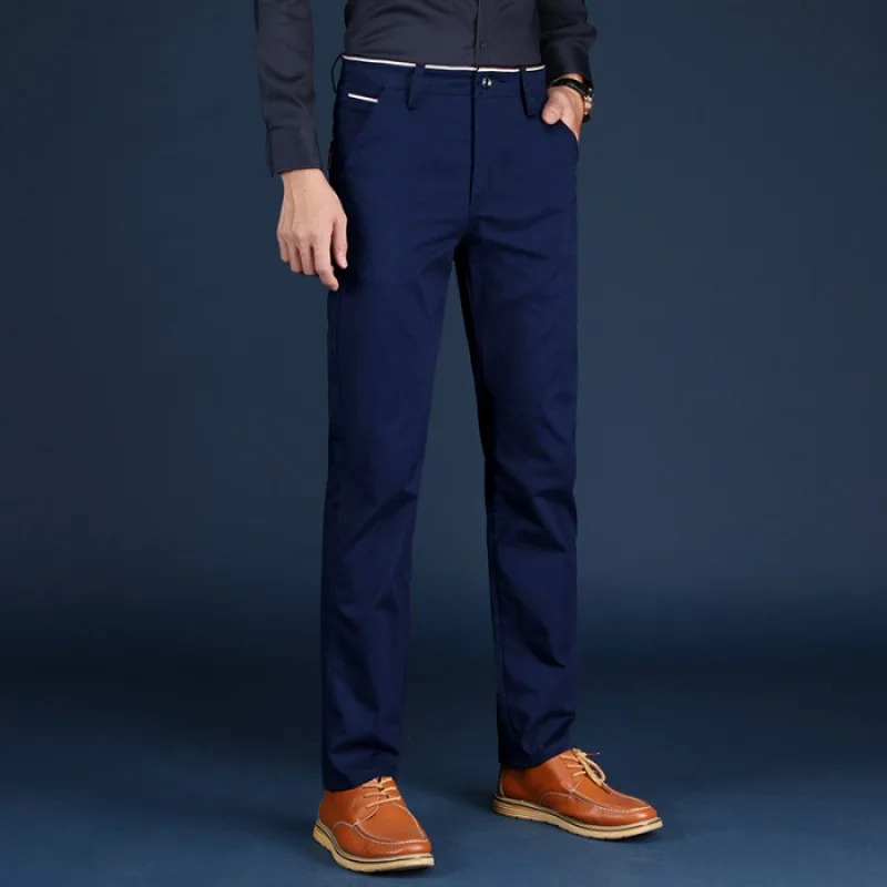

New Style Casual Pants Men's Business Slim Fit Straight-Cut Korean-style Trend Autumn & Winter Loose Elasticity MEN'S Trousers Y