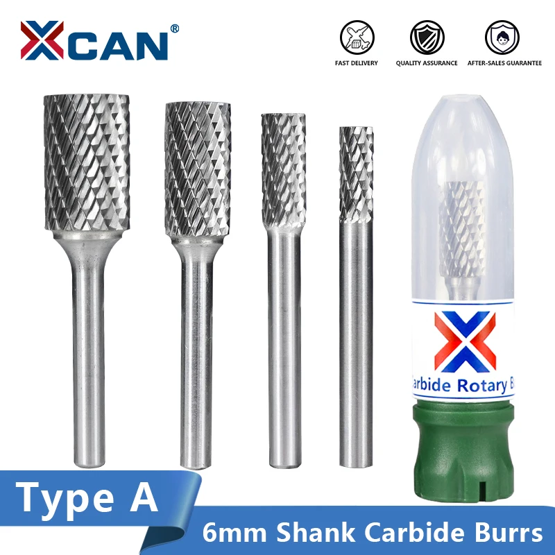 

XCAN Double Cut Carbide Burrs 6mm Shank Type A Rotary Milling Cutter Carving Bit Rotary Burr File