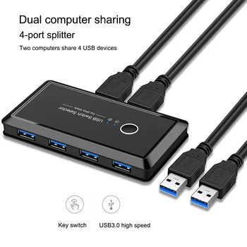 

USB Shared Switcher USB 3.0 KVM Switch Box 2 Port PCs Sharing 4 Devices For Keyboard Mouse Printer Monitor Switch Selector