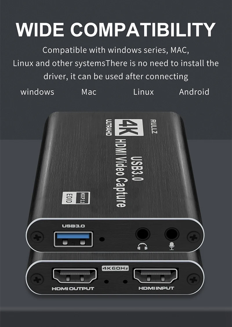 4K 60HZ 1080P HDMI Video Capture Card Audio Loop