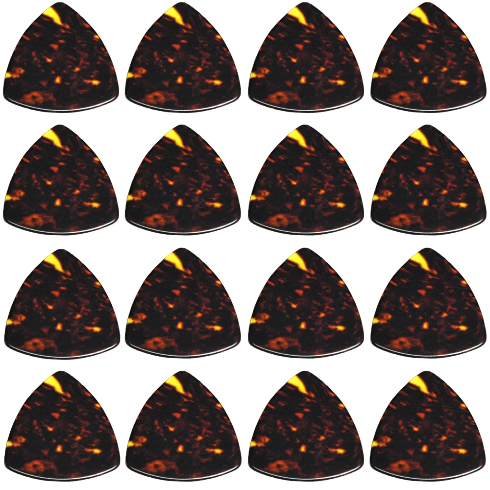 100pcs Rounded Triangle Celluloid Guitar Picks Plectrums Brown Tortoise 0.71mm 0.96mm