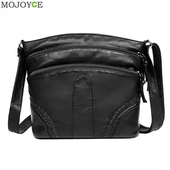 

Retro Washable PU Leather Messenger Bag Women Multi Pocket Shoulder Handbags Vintage Crossbody Bags for Women Birthday Gifts
