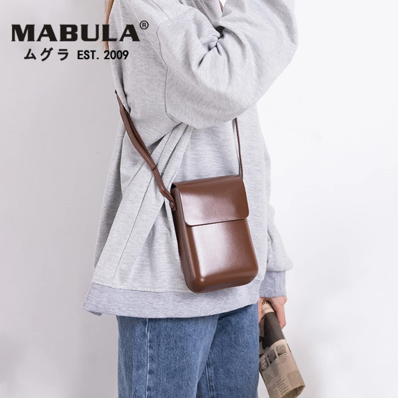 MABULA clásico Vintage bolso fundas de teléfono móvil diseñador Simple PU bolso de hombro con solapa Bolso pequeño para viajes