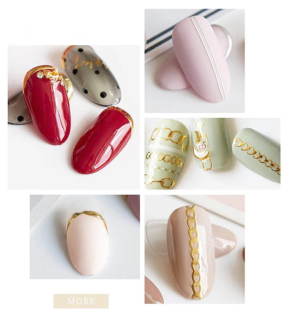 Японский стиль наклейки для ногтей металлическая проволока Гибкая цепочка Золотая и серебряная нить 3D водонепроницаемые наклейки для ногтей резинка DIY ювелирные изделия