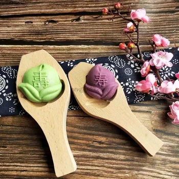 

Wooden Mooncake Baking Cookies Mold 3D Peach Fondant Biscuit Decorating Tools