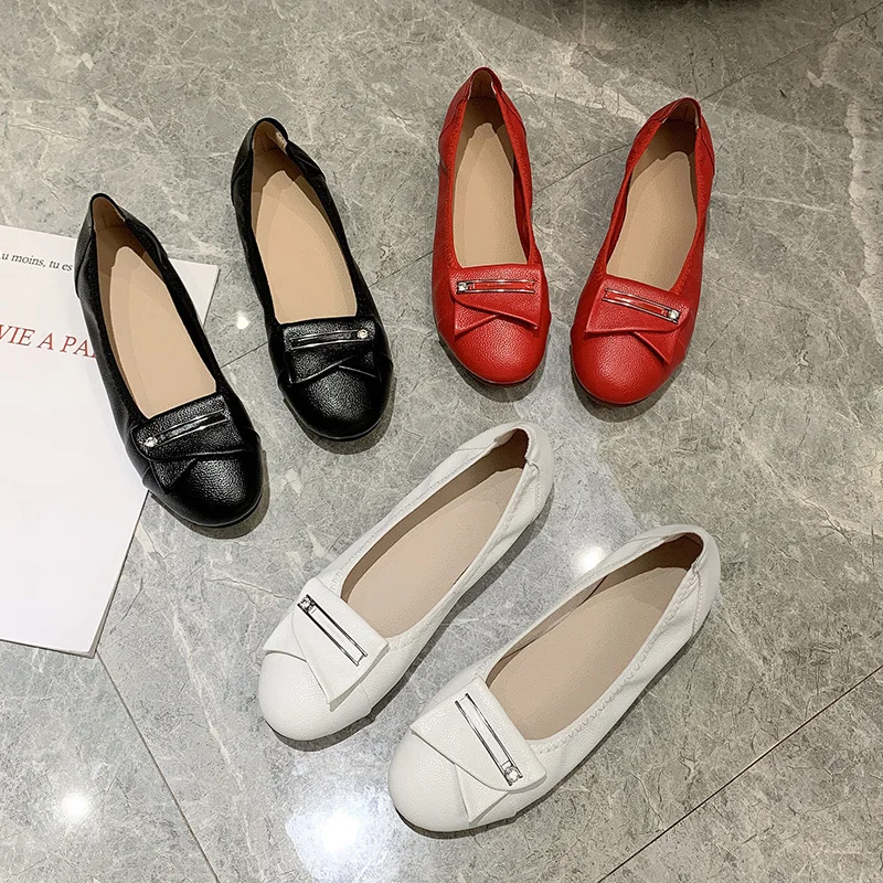 

Spring And Autumn New Style Flat Keel Thin Shoes Mom Shoes Slip-on Shoes Soft Bottom Wear-Resistant Anti-slip Work Shoes Side Sc