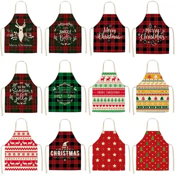 

Christmas Apron plaid Elk For Kitchen Merry Christmas Decorations For Home Ornament Christmas Noel 2020 Navidad 2021 New Year