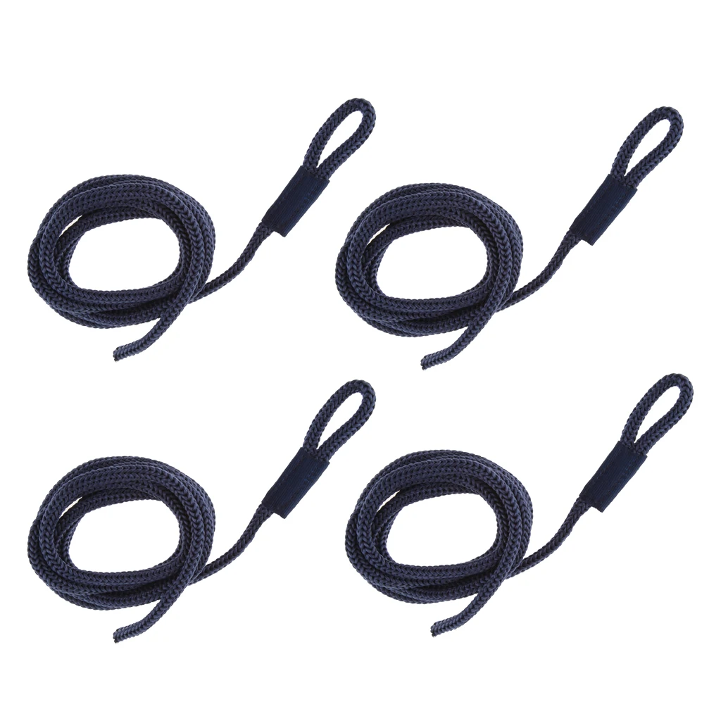 4pcs Double Braid Nylon Fender Line 1/4 inch x 5 Feet Marine Dock Lines Blue