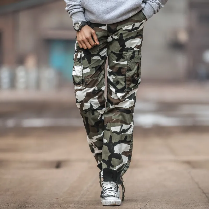 

2016 Spring And Summer New Style Men Loose Cotton Outdoor Bib Overall Sports Large Size Camouflage Trousers Men's Military Pants