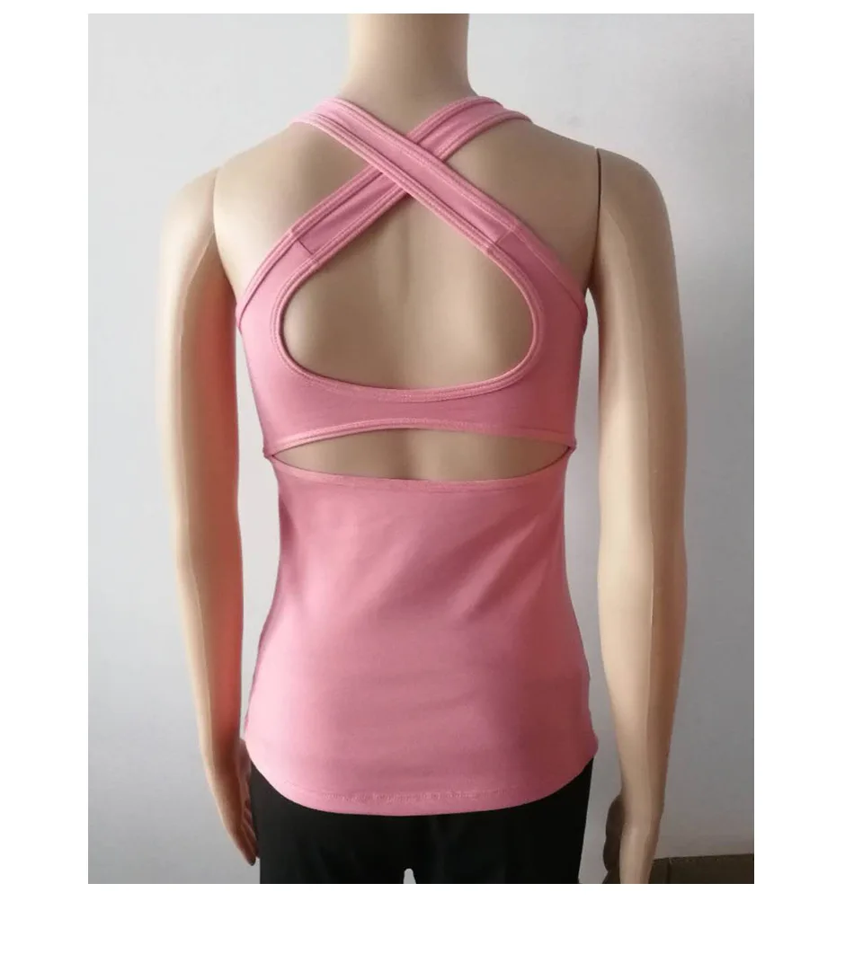 non-steel ring cross-back sexy sleeveless vest quick-drying slim chest pad lady bra underwear Gym Shirt Vest