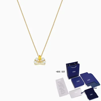 

Fashion SWA New BEE A QUEEN Necklace Two Bee Crown Decoration Crystal Gold Necklace Women Become Their Own Queen Jewelry Gift