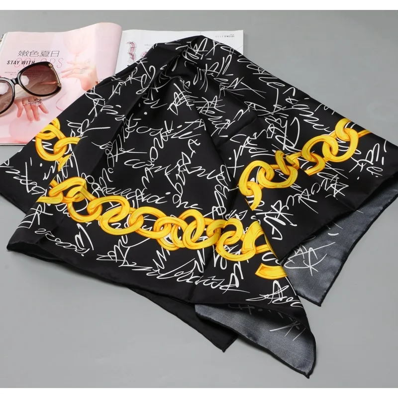 Модный принт шелковый шарф Обертывания Платки женские квадратные шелковые шали шарфы