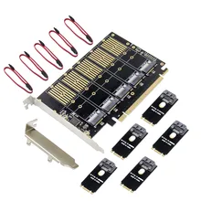 Pcie gen3 x16 para 5 portas m.2 ngff, b-key sata 6gbps adaptador de placa de expansão adicionar 5x b-chave ssd ou sata disco rígido para pc desktop