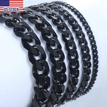 Curb Cuban Link Chain Stainless Steel Bracelets for Mens Womens Gold Black Silver Color Wholesale Jewelry 3/5/7/11mm DKBB10