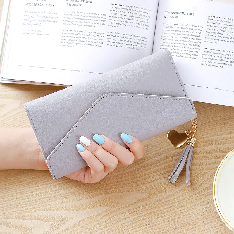 Long Wallet Women Purses Tassel Coin Purse Card Holder Wallets Female Phone Bags PU Leather Wallet