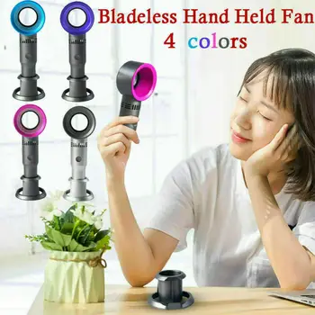 

4 Colors 2019 360 Degrees Portable Cool Bladeless Hand Held Cooler Mini USB Cable No Leaf Handy Fan