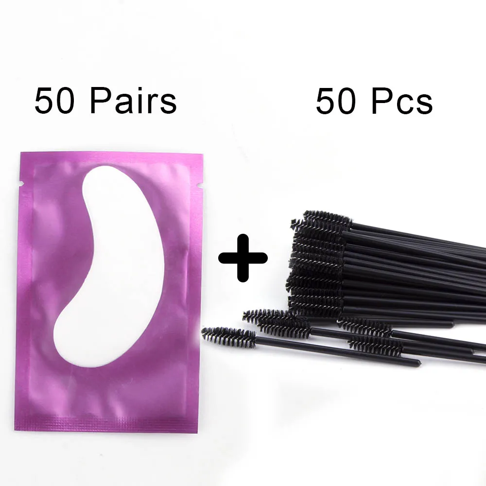 purple set2 100 шт накладки для наращивания ресниц бумажные накладки наклейки "ресницы" обертывание с 50 шт одноразовая щетка для ресниц наращивание ресниц инструменты - Цвет: purple set2