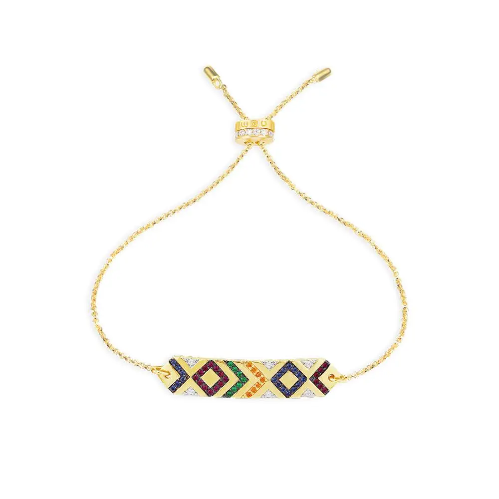 【MeiBaPJ】S925 Pure Silver High-end Micro inlaid Geometric Colorful Stripe Bracelet Female Couple Fashion Jewelry for Women | Украшения