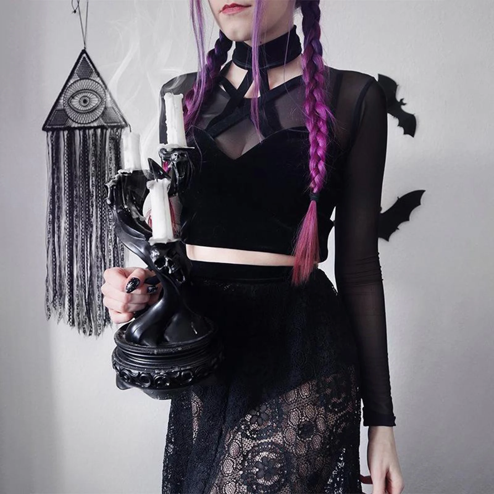 Goth Dark Crop Top Punk Style Halter Off shoulder Sexy Top Hollow Out Tank Tops Women Clothing Stylish Streetwear Goth Dark Crop Top Punk Style Halter Off shoulder Sexy Top Hollow Out Tank Tops Women Clothing Stylish Streetwear