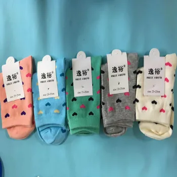 

Autumn And Winter Cute Love Little Print Candy Color Cotton Socks Cotton Tube Tube Ladies Socks Wholesale 5pair/lot