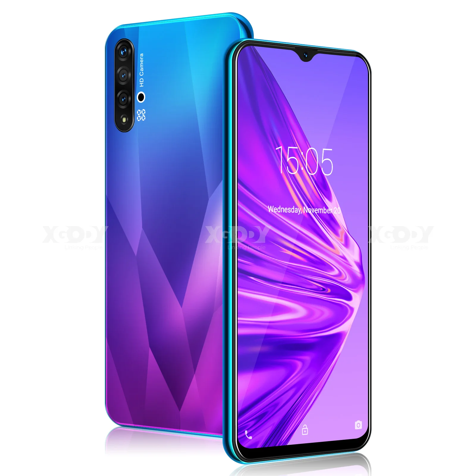 XGODY 6,5 дюймовый смартфон с каплями воды Android 9,0 1 ГБ 4 ГБ MTK6580 четырехъядерный 5 Мп камера 3000 мАч gps WiFi 3g большой экран мобильный телефон