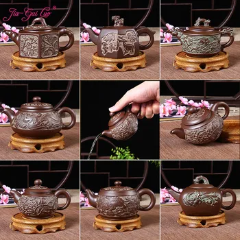 

JIA-GUI LUO 5 pieces 1 set 4 people use tea set thanksgiving teapot set home decoration accessories Purple Clay J009