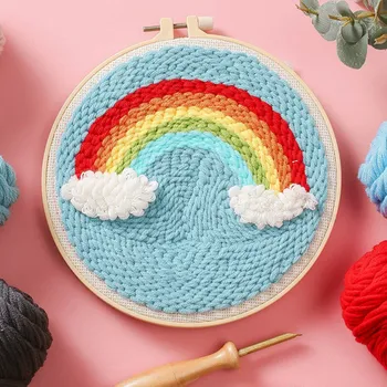

Children's Cross Stitch Kits DIY Knitted Fabric Hand Embroidery Decompression Toys with Poke Needle handicraft materials M