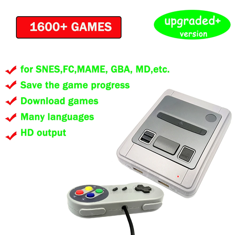 Video Game Console for Super Nintendo/ Arcade Retro HD Mini Gaming TV Player 1600 Games For Snes Prefix Joystick Gift | Электроника