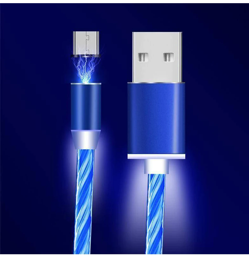 2 м светодиодный светящийся поток данных USB зарядное устройство type C/Micro USB/8 контактный кабель для зарядки для iPhone X samsung Galaxy Note зарядный провод шнур