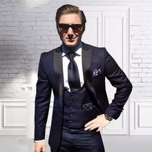 Смокинги для жениха для свадебной одежды остроконечные лацканы одна кнопка изготовленные на заказ Мужские костюмы в деловом стиле(куртка+ жилет+ брюки