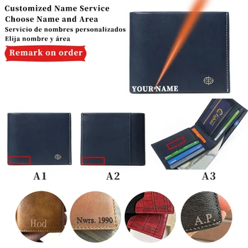 

Smart Name Carving Wallet For Men Genuine Leather Smart Blue Wallets Fashion New Short Slim Men's Wallet Coin Purse