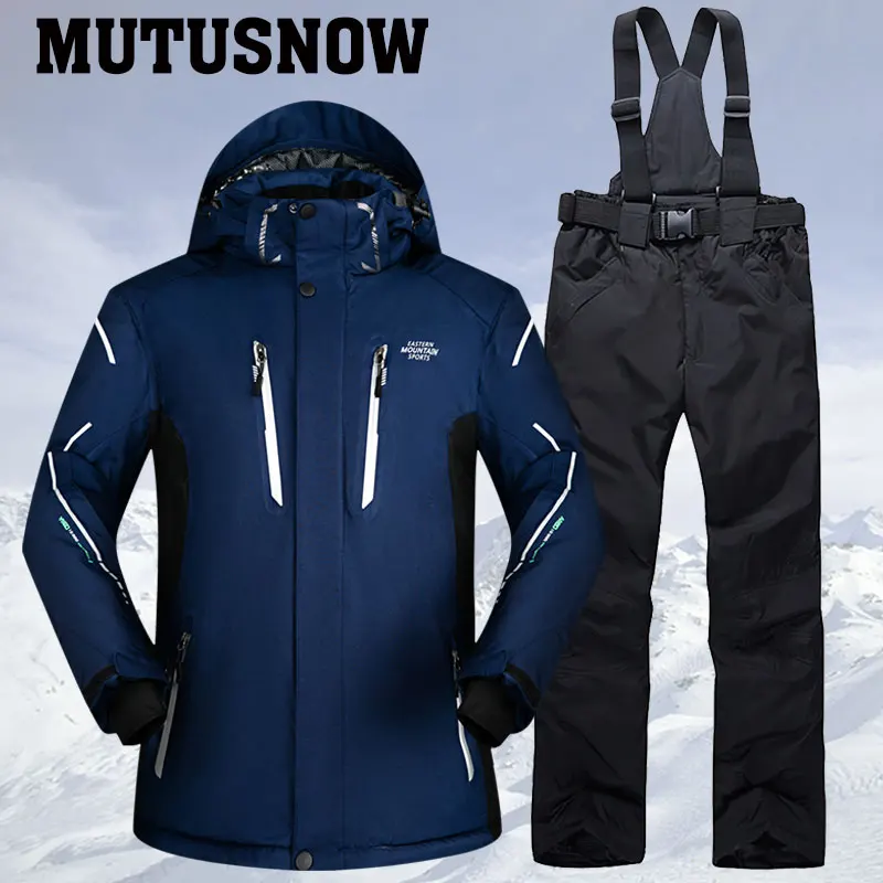 Online Traje de esquí para hombre invierno 2018 impermeable a prueba de viento espesar ropa de nieve cálida para hombre conjuntos de esquí chaqueta de esquí y snowboard trajes de marcas