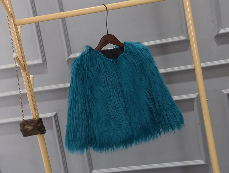 Fashion Furry Faux Fur Coat Women Fluffy Warm Long Sleeve Female Outerwear Autumn Winter Coat Jacket Hairy Collarless Ove