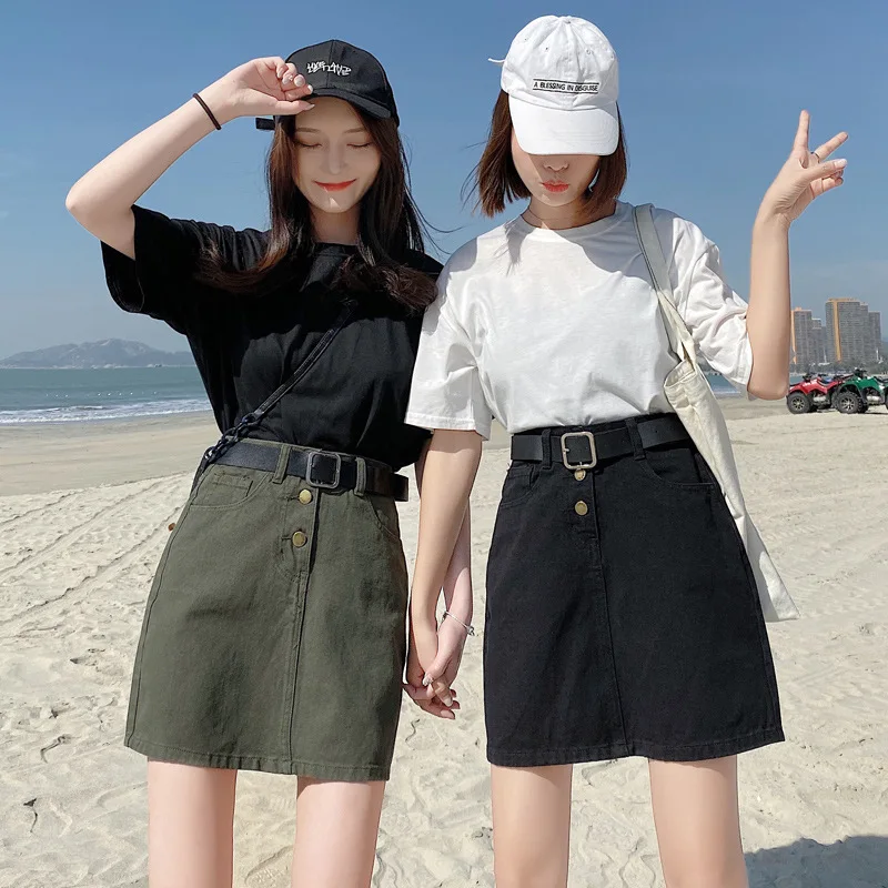 

2020 New Style Large Size Dress Denim Skirt Summer Short Skirt 200 of Fat Mm High-waisted A- line Skirt