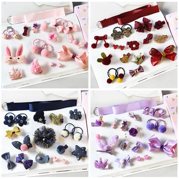 

18-piece Children's Hair Clip Headdress Princess Lady Baby Hair Accessories Toddler Girl Child Rubber Band Gift Box Set