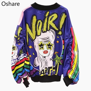 

Clothes New Fashion Printing Jacket Women Female Bomber Jacket Long Sleeve Casual Basic Coat Women Jackets Girl Dropshipping