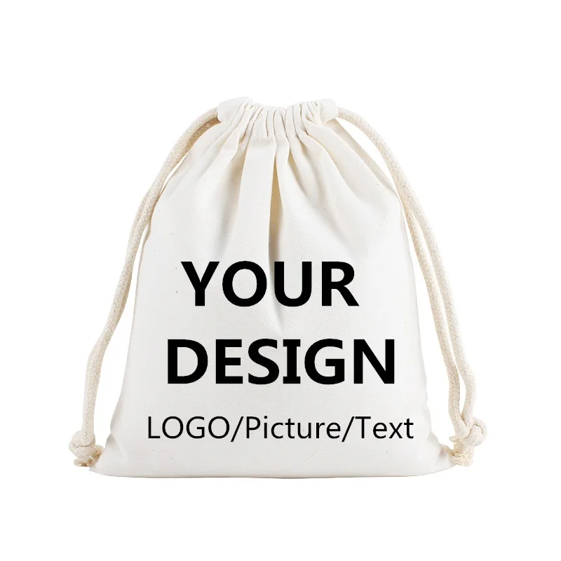 Original Zhuangshijie Muslin Cotton Bags with drawstring, OEM customized LOGO printing drastring pouch for daily storage
