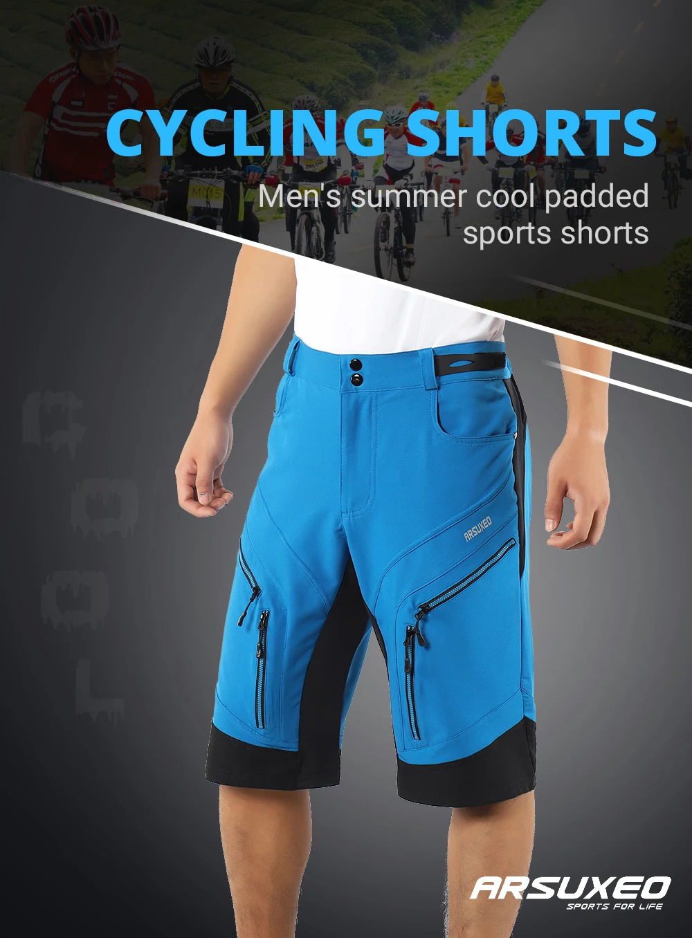 X-TIGER Men's Bicycle Shorts,Lightweight and Baggy No Padded Mountain Bike Shorts for Cycling Running Gym Training Shorts Pants for Off Road Cycling Outdoor Sports Leisure Bottoms