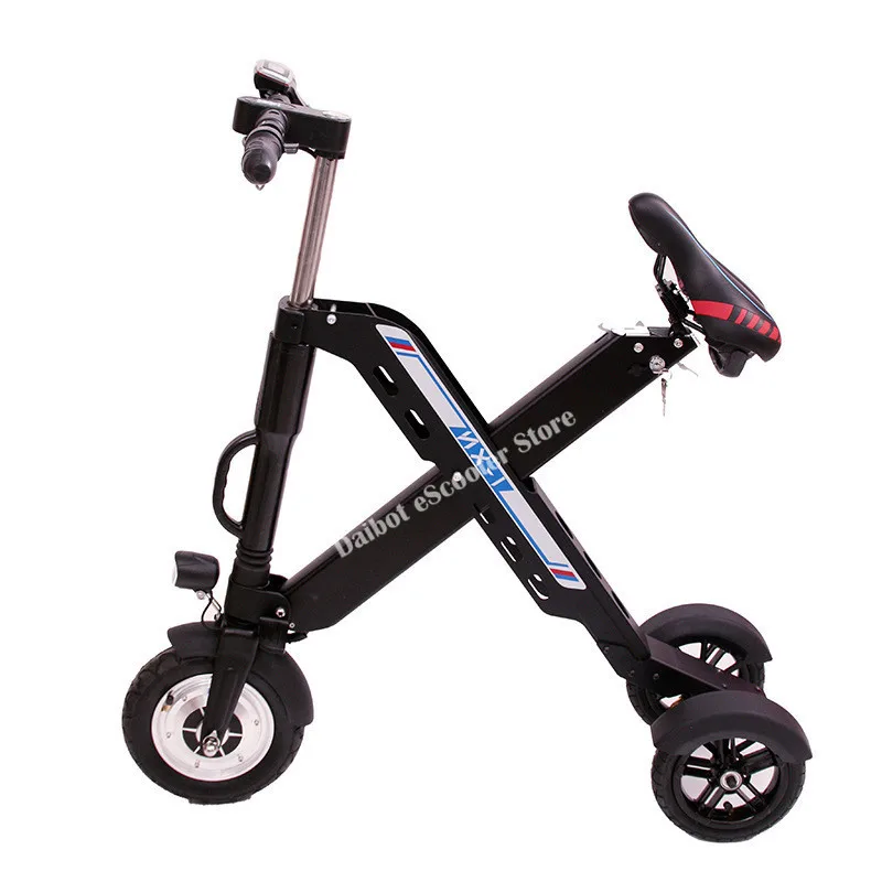 Daibot трехколесный велосипед электрический трицикл электрические мини-скутеры 8 дюймов 350 Вт 36В складной 3 колеса самокат Скутер способный преодолевать Броды для взрослых с сиденья - Цвет: Black
