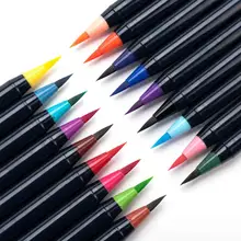 Лидер продаж воды Цвет кисть Набор 20/24/48 Цвет Портативный без токсичных веществ из мягкого нейлона и шифона со вставками в полоску, кончик ручки с одной ручкой для каллиграфии живопись