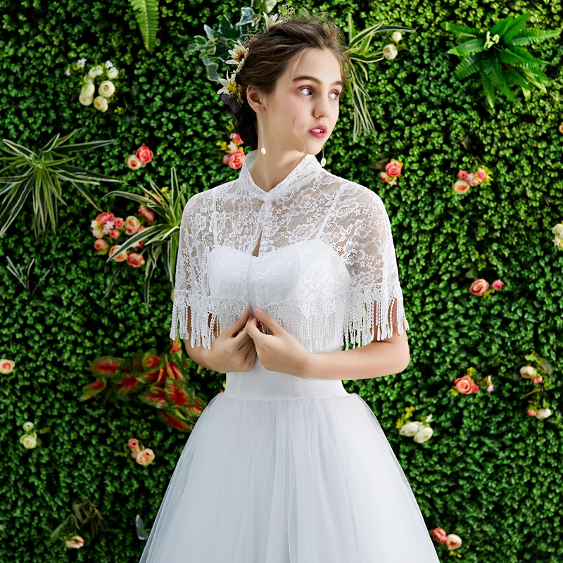 

2020 New Arrival Summer Tulle Lace Bridal Shawls and Wraps Wedding Cape Jackets for Bridesmaid Evening Party Accessories