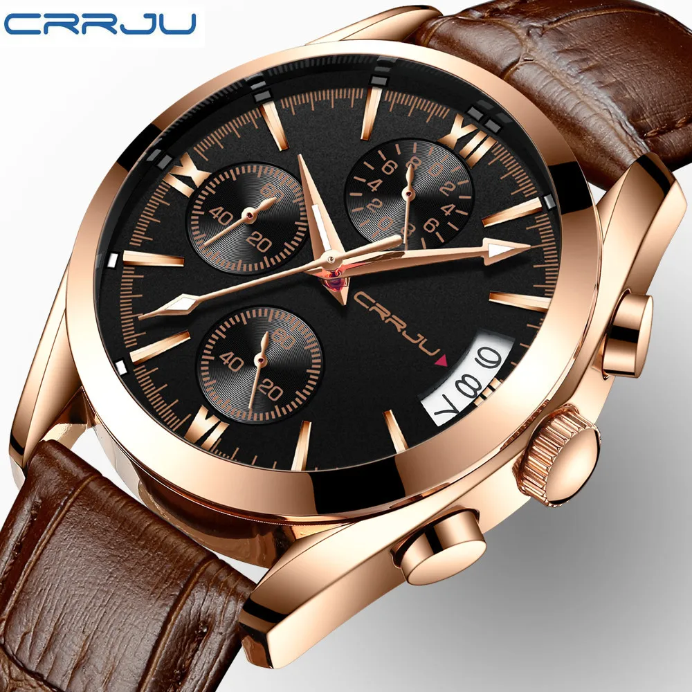 

Crrju/ka jun 2217 MEN'S Multi-functional Watch New Style Leather Belt Business Casual Watch Hot Selling Watch Men's