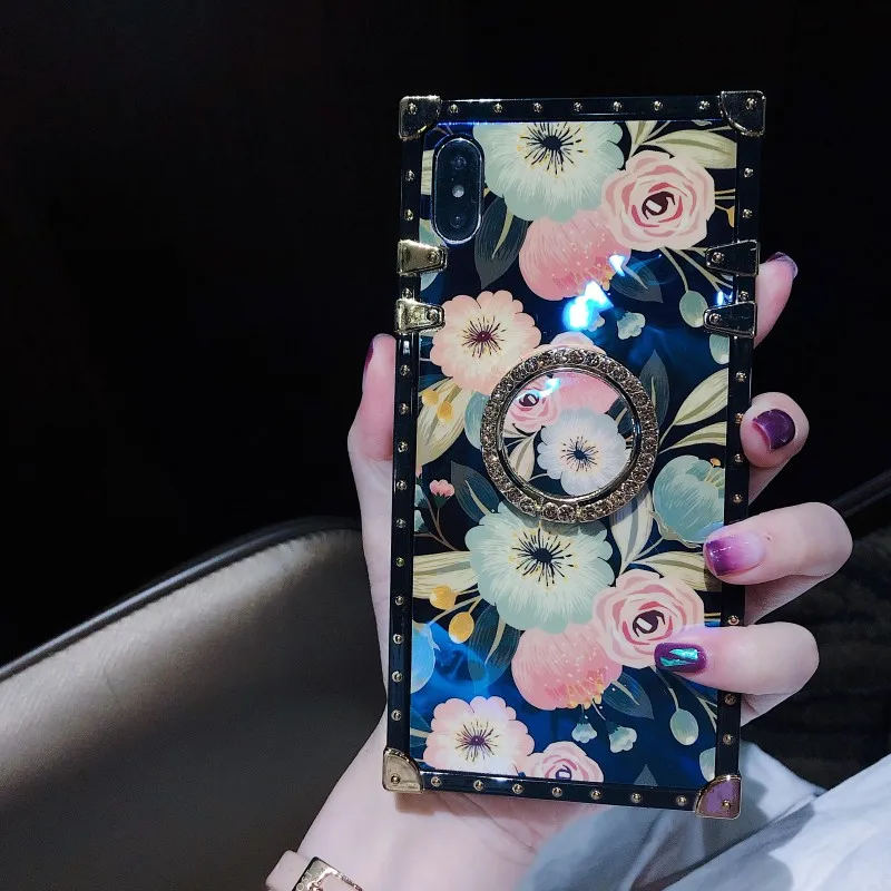 Для huawei mate 20RS mate 20 30 PRO Honor 8x 9X max 10 20 pro роскошный голубой луч Пион Роза квадратный ремешок-держатель чехол для телефона - Цвет: BFfhsj- Dia Holder