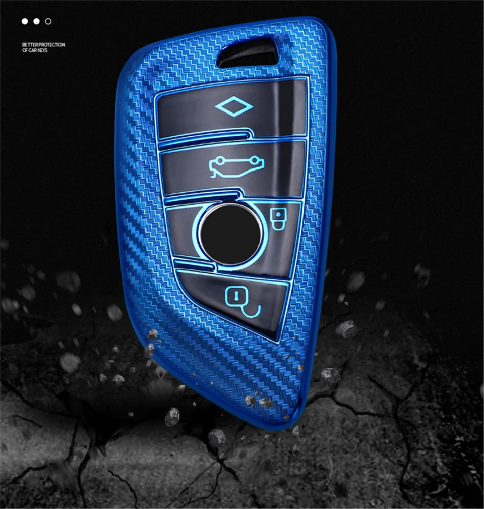 Tpu Carbon Fiber Car Key Fob Cover Case Bag Skin Shell Holder For Bmw X5 F15 X6 F16 G30 7 Series G11 X1 F48 F39 Smart Key - - Racext™️ - - Racext 19