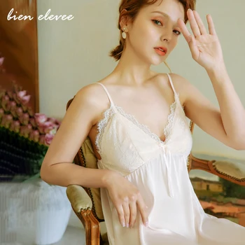 

Women's Sexy Lingerie Nightgown Summer Dress Lace Night Dress Sleepwear French Style Nightwear Silk Satin Homewear Camisole