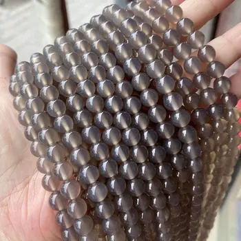 

Natural Agates Stone Beads Smooth Clear Loose Round 4/6/8/10/12mm Beads Origin Brown Grey Agates Beads For Jewelry Making DIY